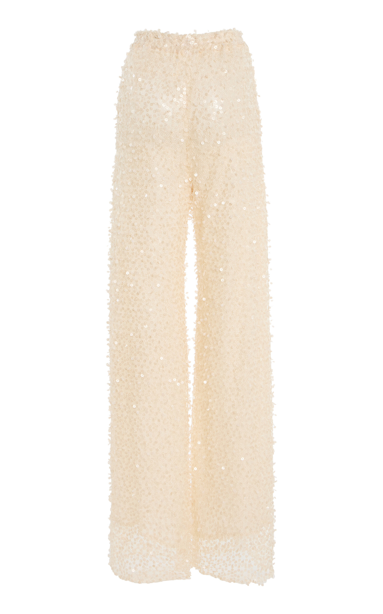 Sequined Wool-Cashmere Wide-Leg Pants ivory - 5