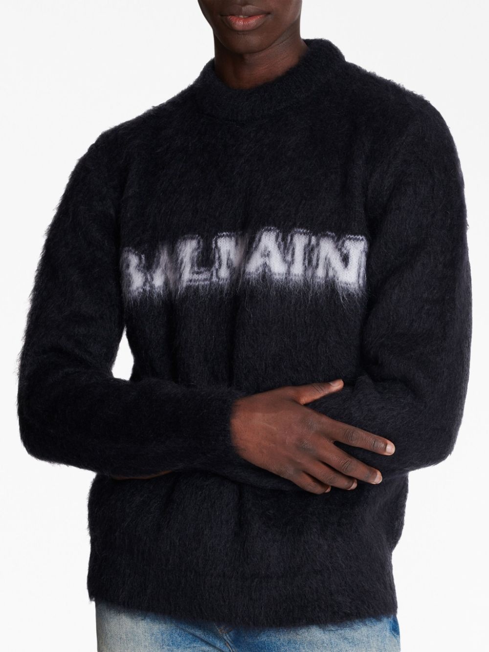 logo-print brushed-finish jumper - 6