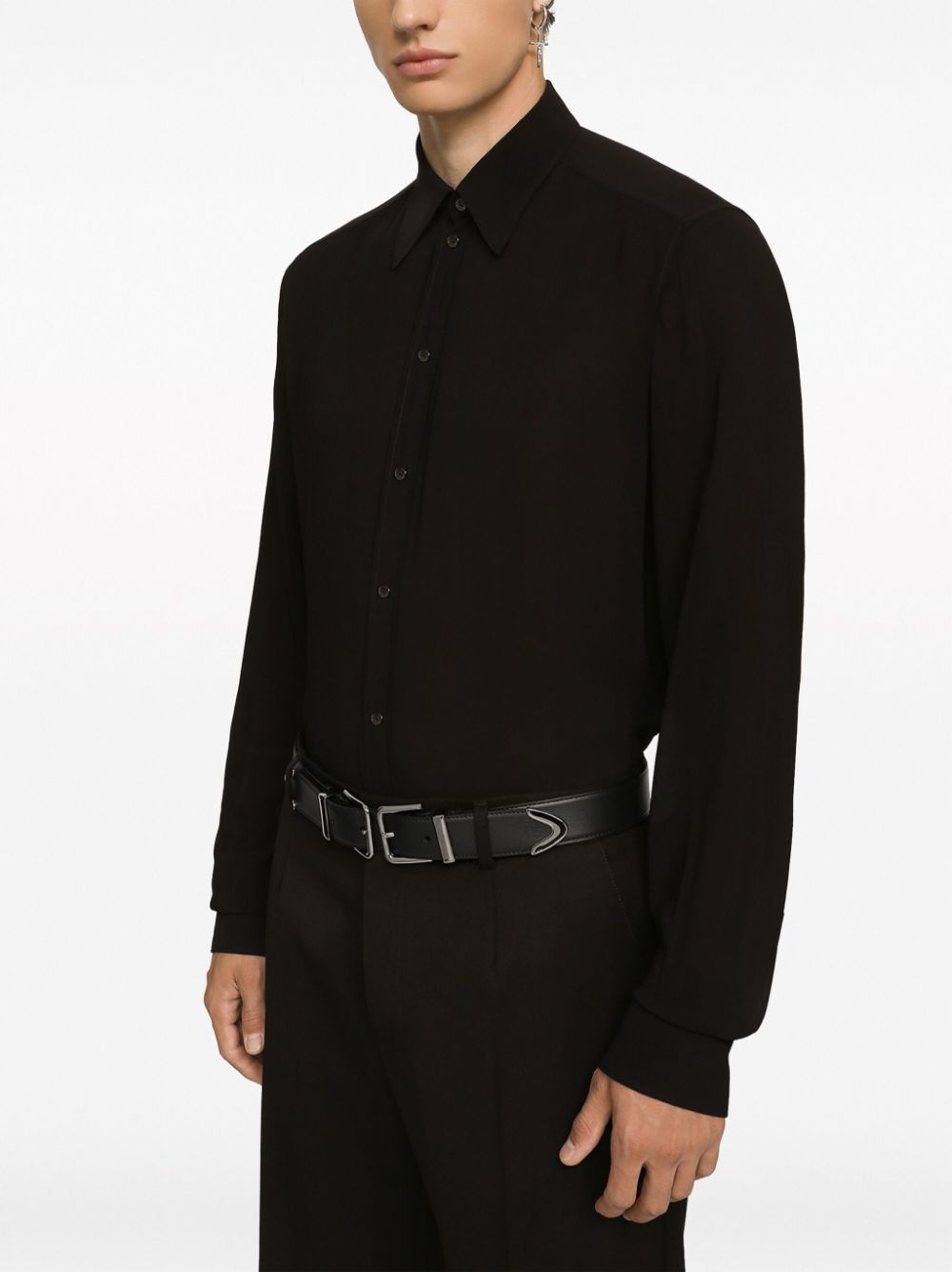buckle-fastening leather belt - 3