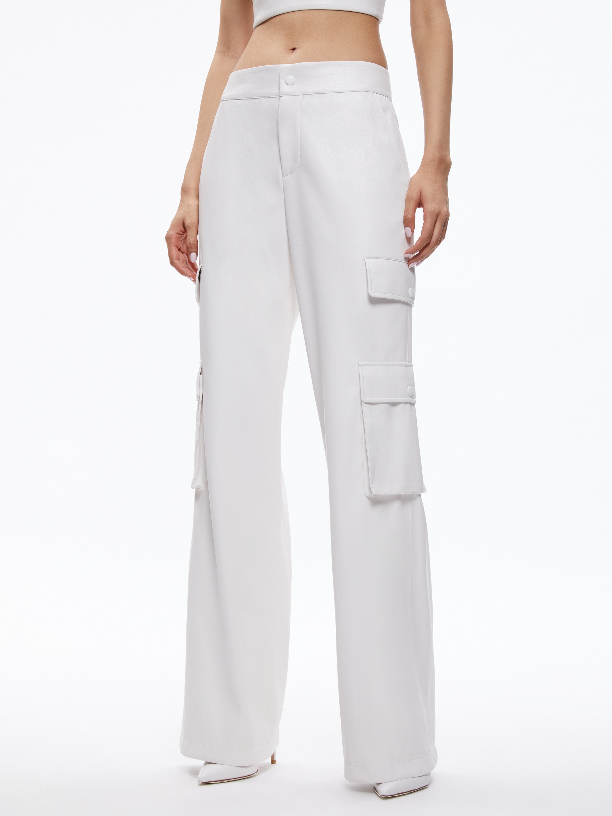 HAYES VEGAN LEATHER WIDE LEG PANT - 1