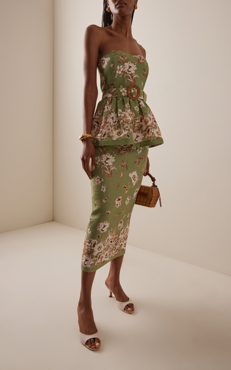 Cara Cara Exclusive Sienna Floral Linen Maxi Skirt green outlook