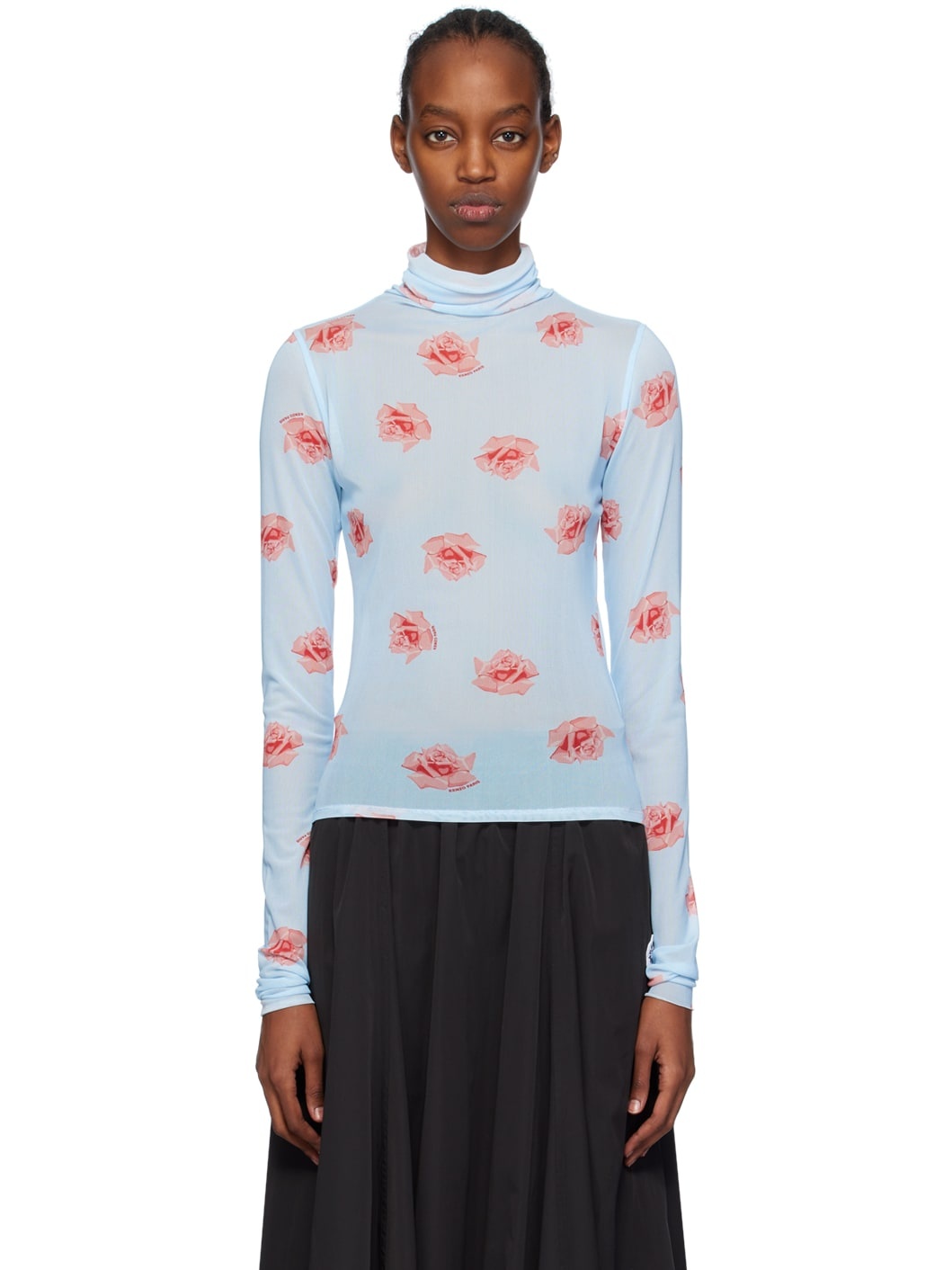 Blue Kenzo Paris Rose Turtleneck - 1