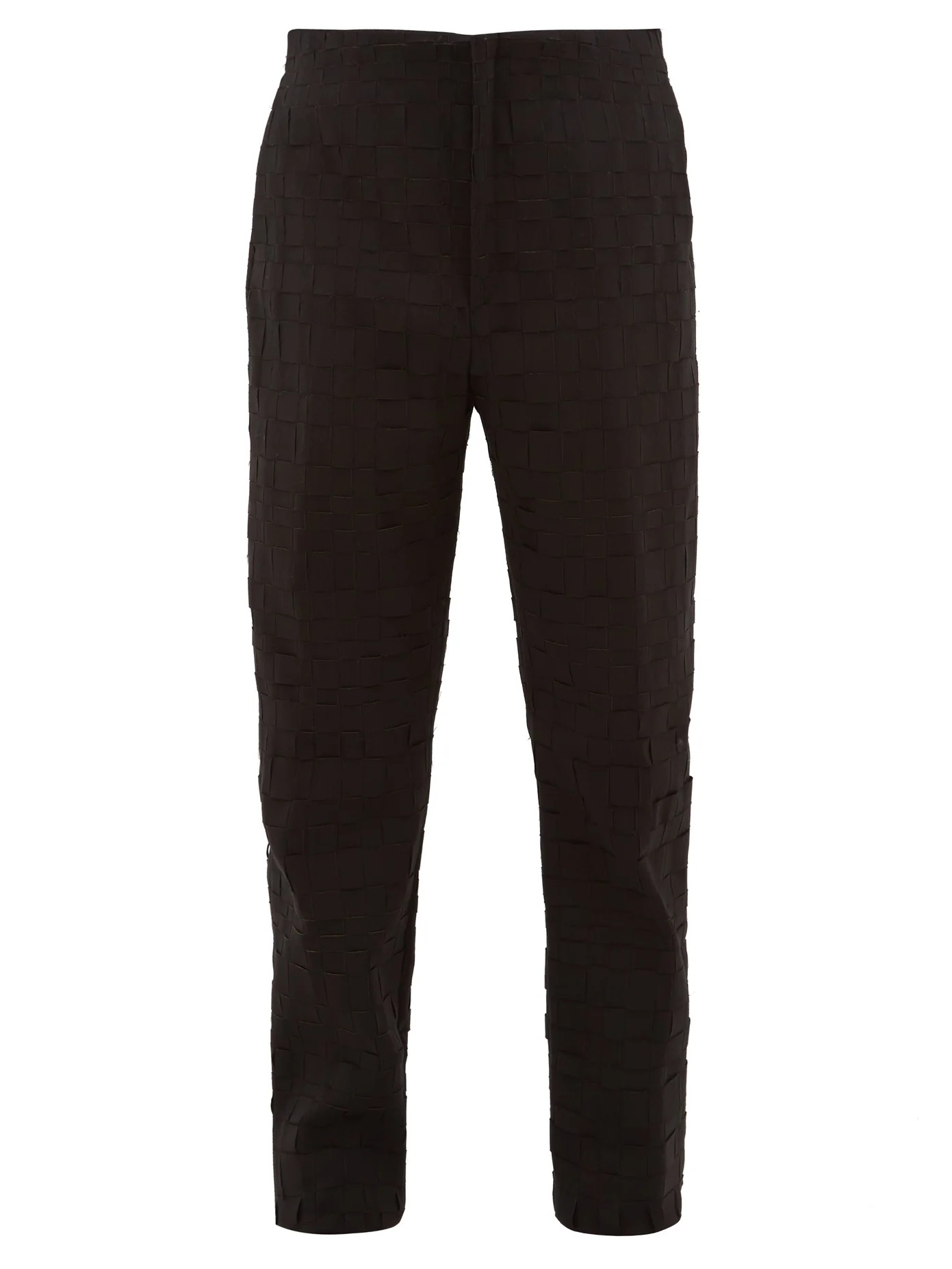 Intrecciato wool-blend straight-leg trousers - 1