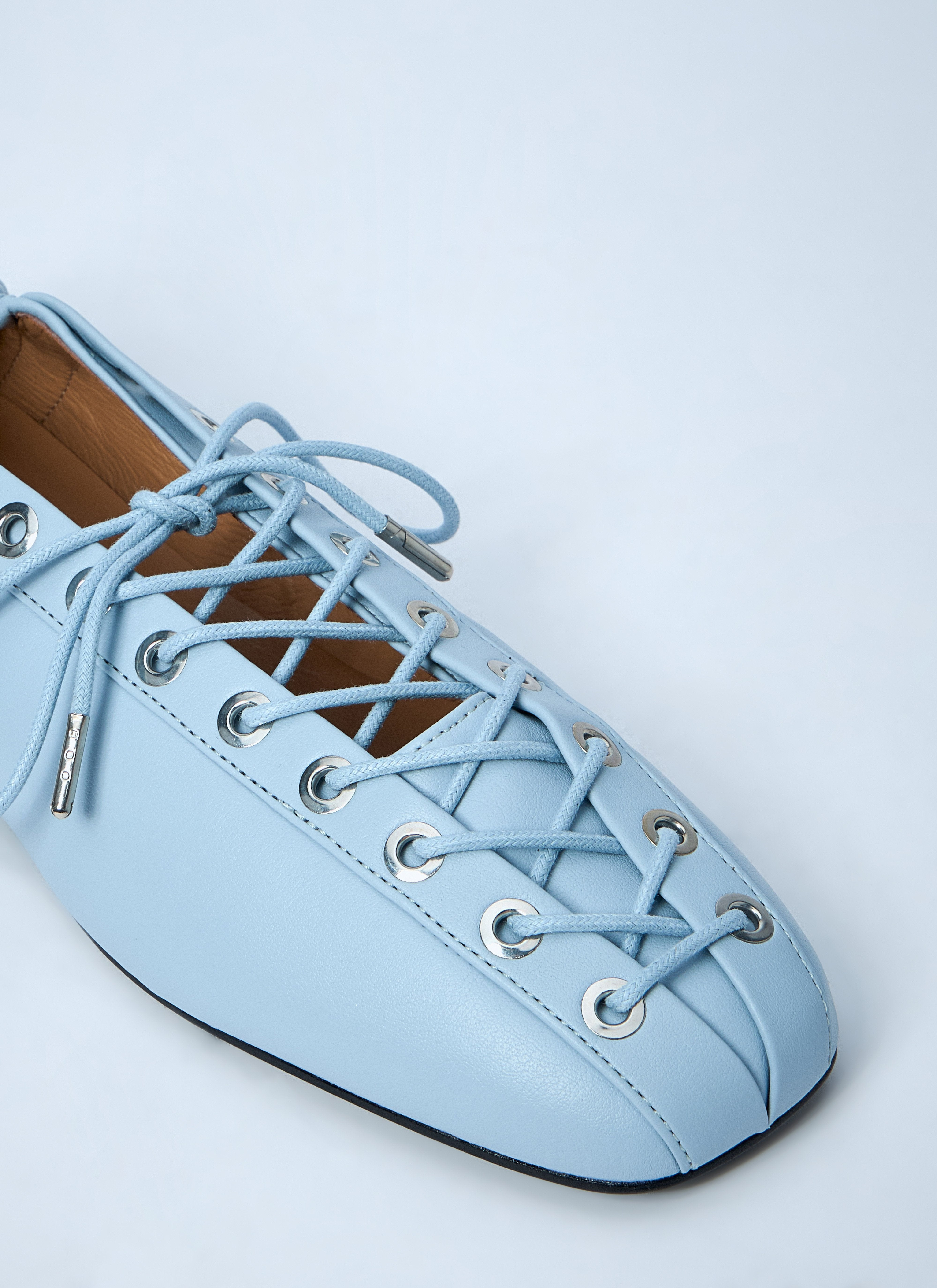 Ganni Women Eyelets Lace Up Ballerina - 3