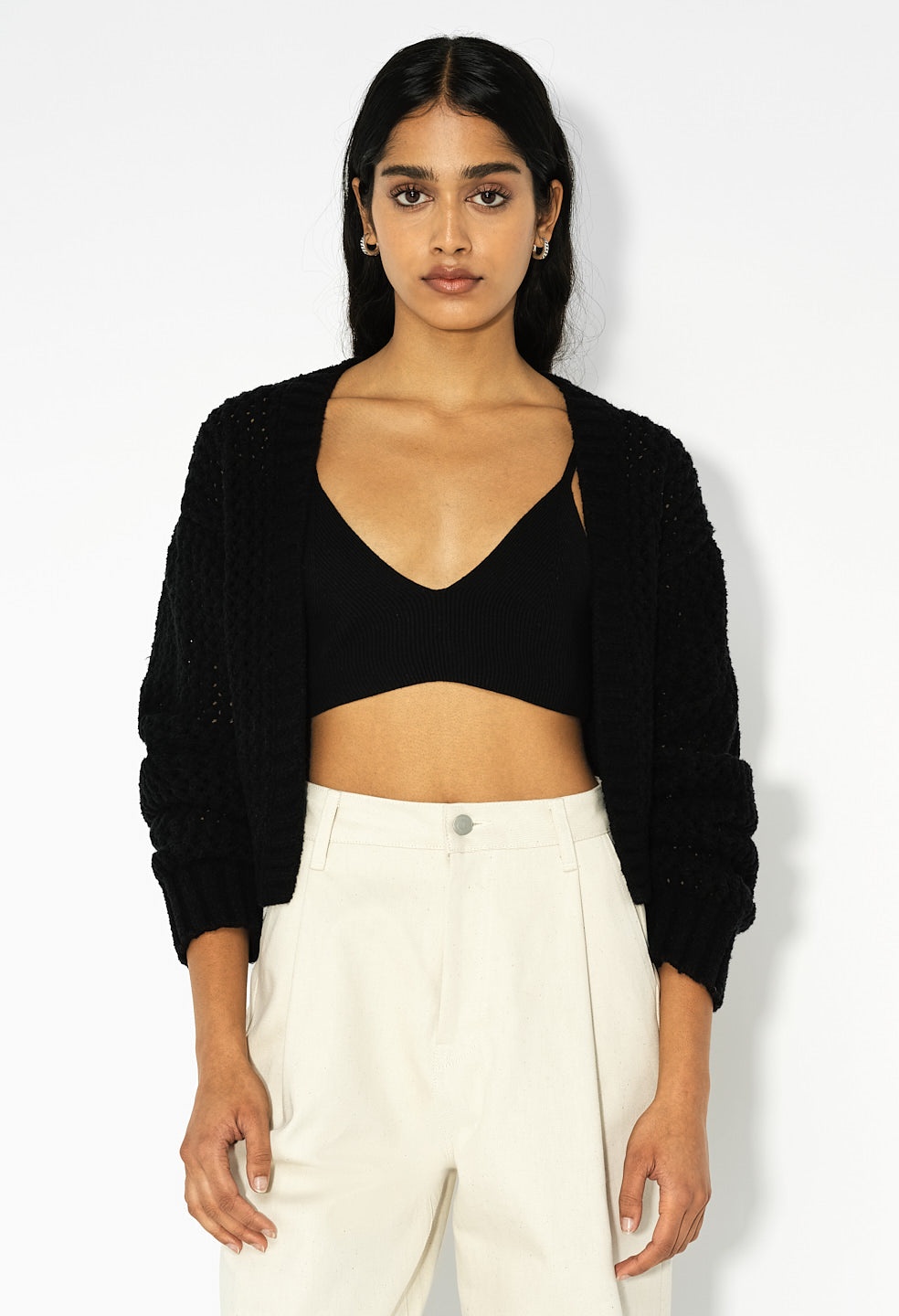 FOAM BOUCLE CROPPED CARDIGAN - 2