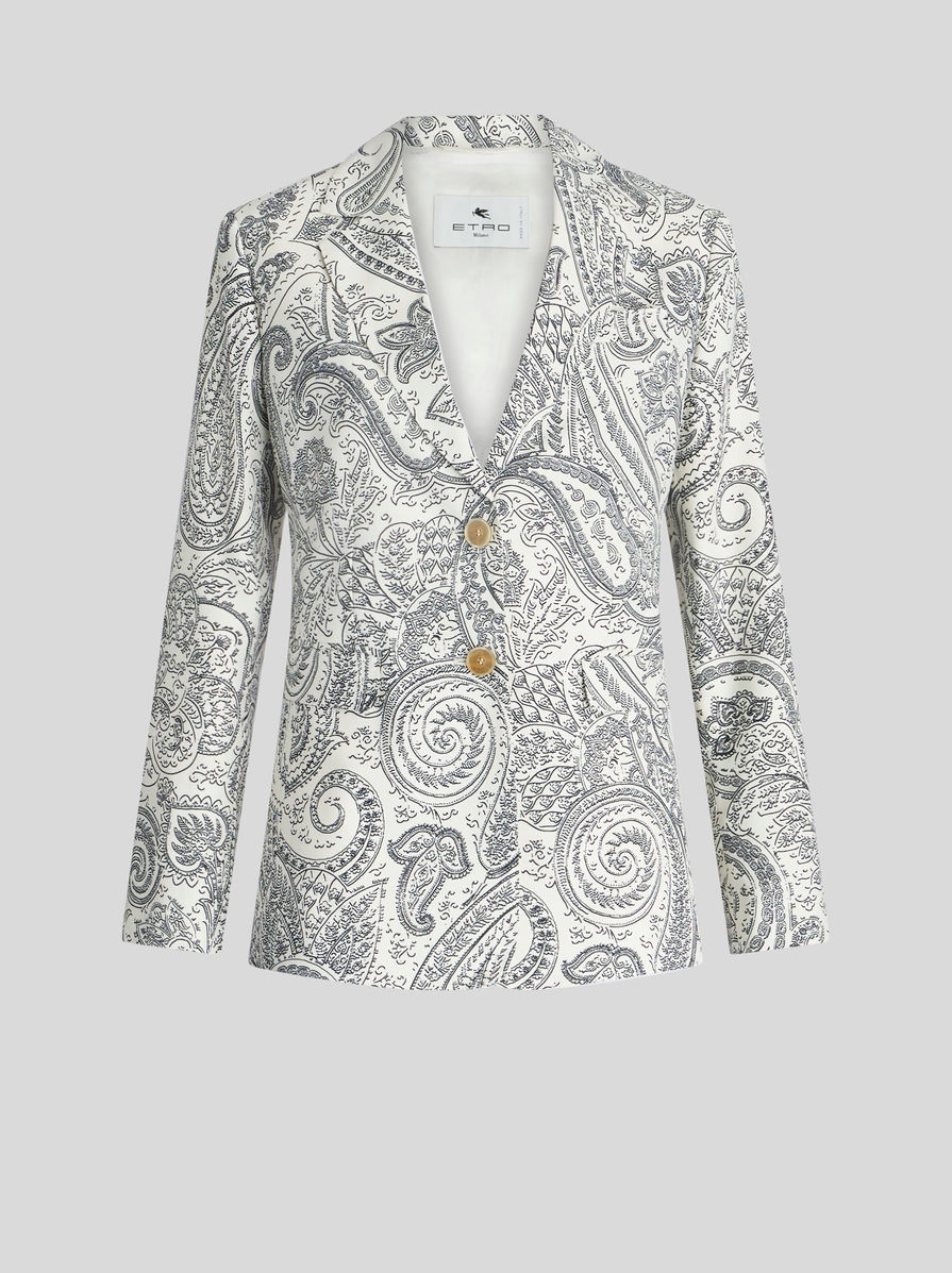 TAILORED PAISLEY VISCOSE AND WOOL JACKET - 1