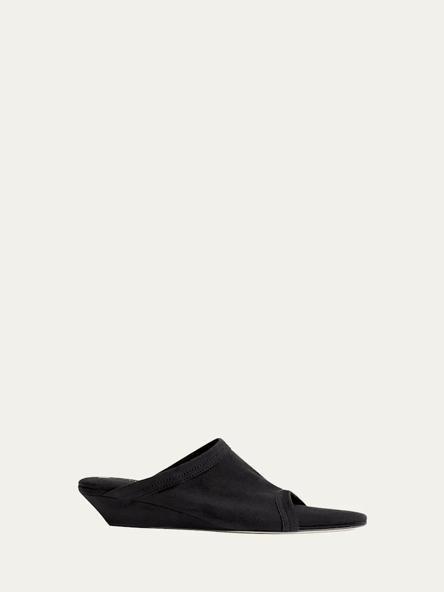 Stretch Cotton Wedge Slide Sandals - 1