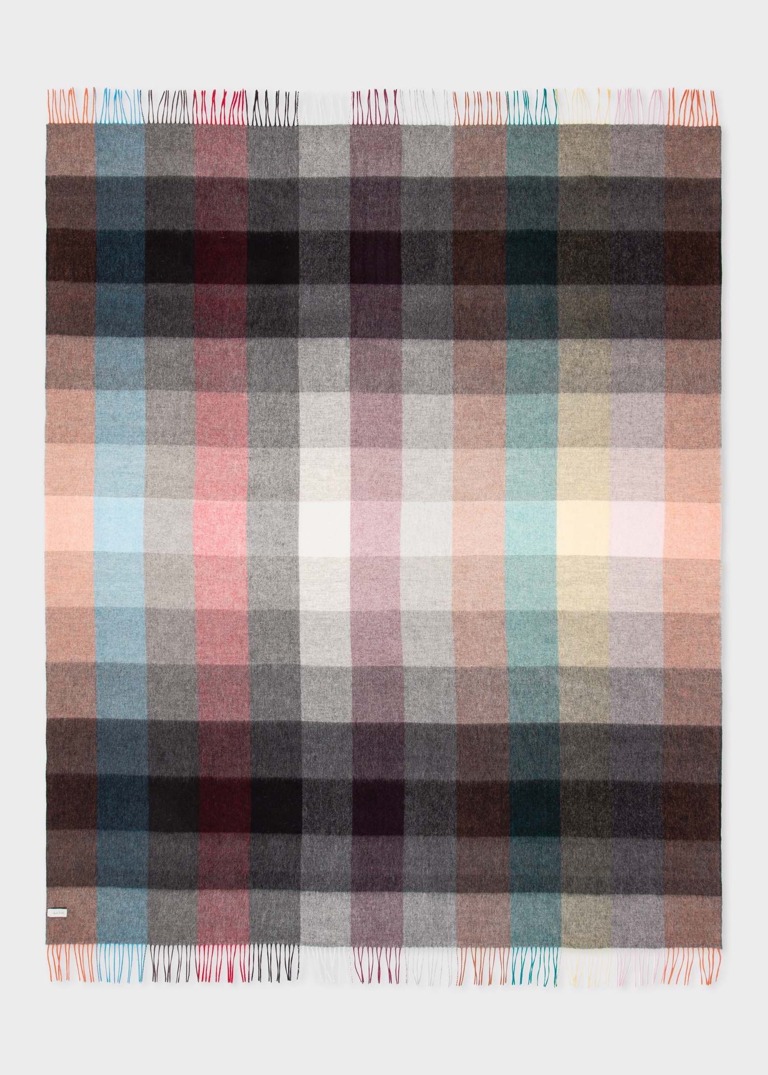 'Signature Stripe' Grid Cashmere & Lambswool Blanket 5