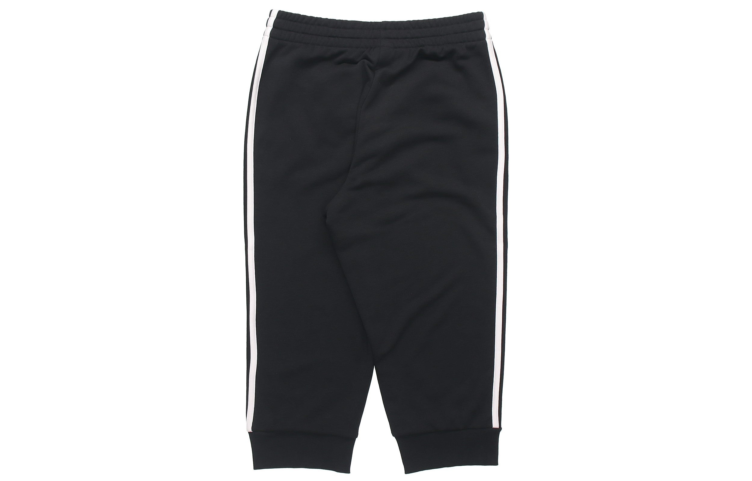 adidas M 3s Ft Tc 34pt Logo Embroidered Stripe Knit Bundle Feet Cropped Pants Black GK8987 - 2