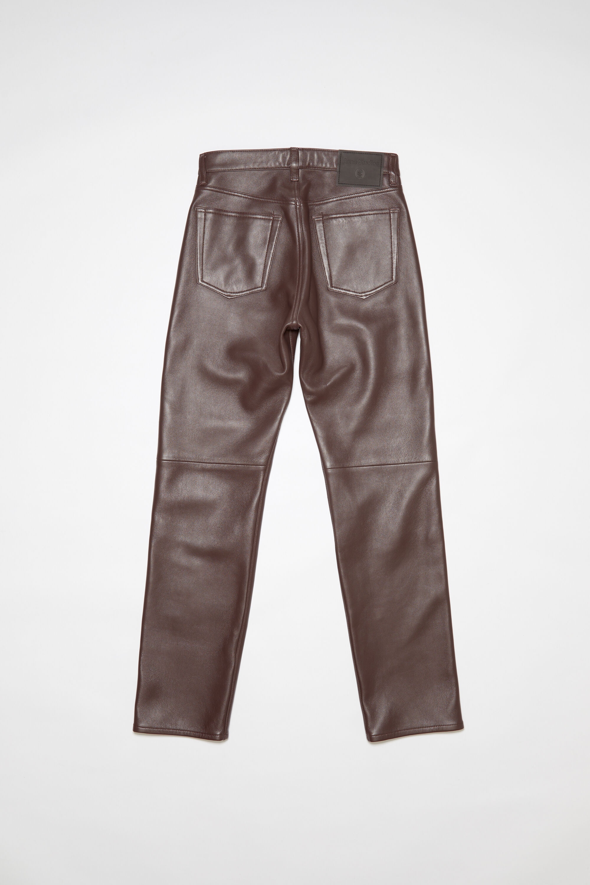 Regular fit leather trousers - Brown - 3