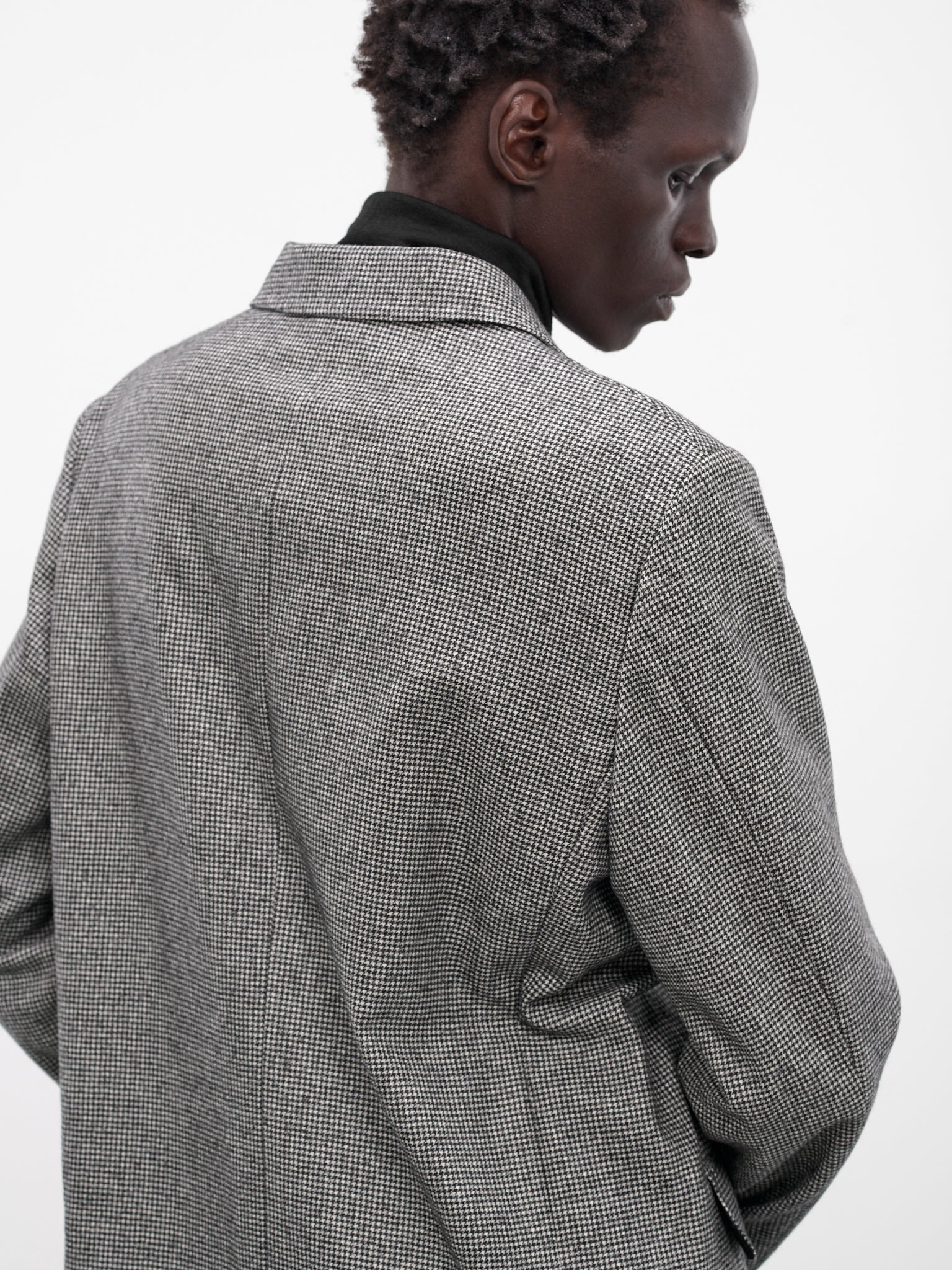 Gray Houndstooth Wool Blazer - 5