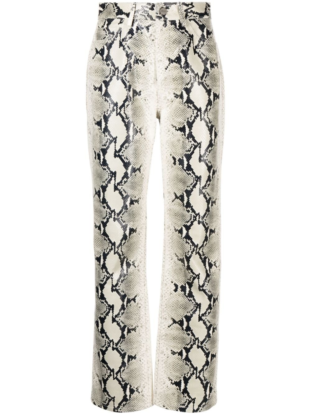 snakeskin-print leather trousers - 1