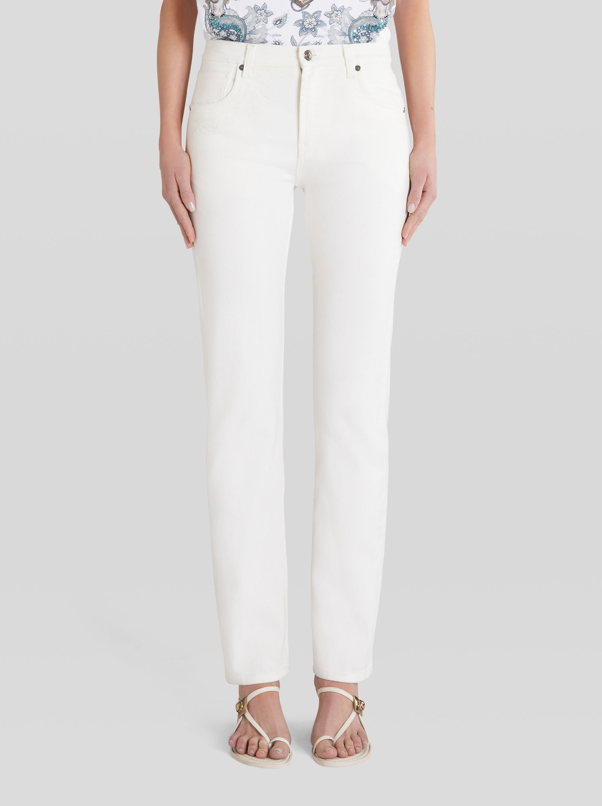 DENIM JEANS WITH PAISLEY EMBROIDERY - 2