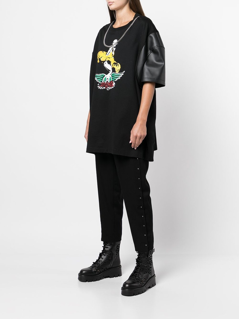 graphic-print contrast-sleeve T-shirt 3