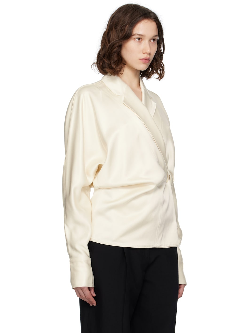 Off-White Wrap Blouse - 2