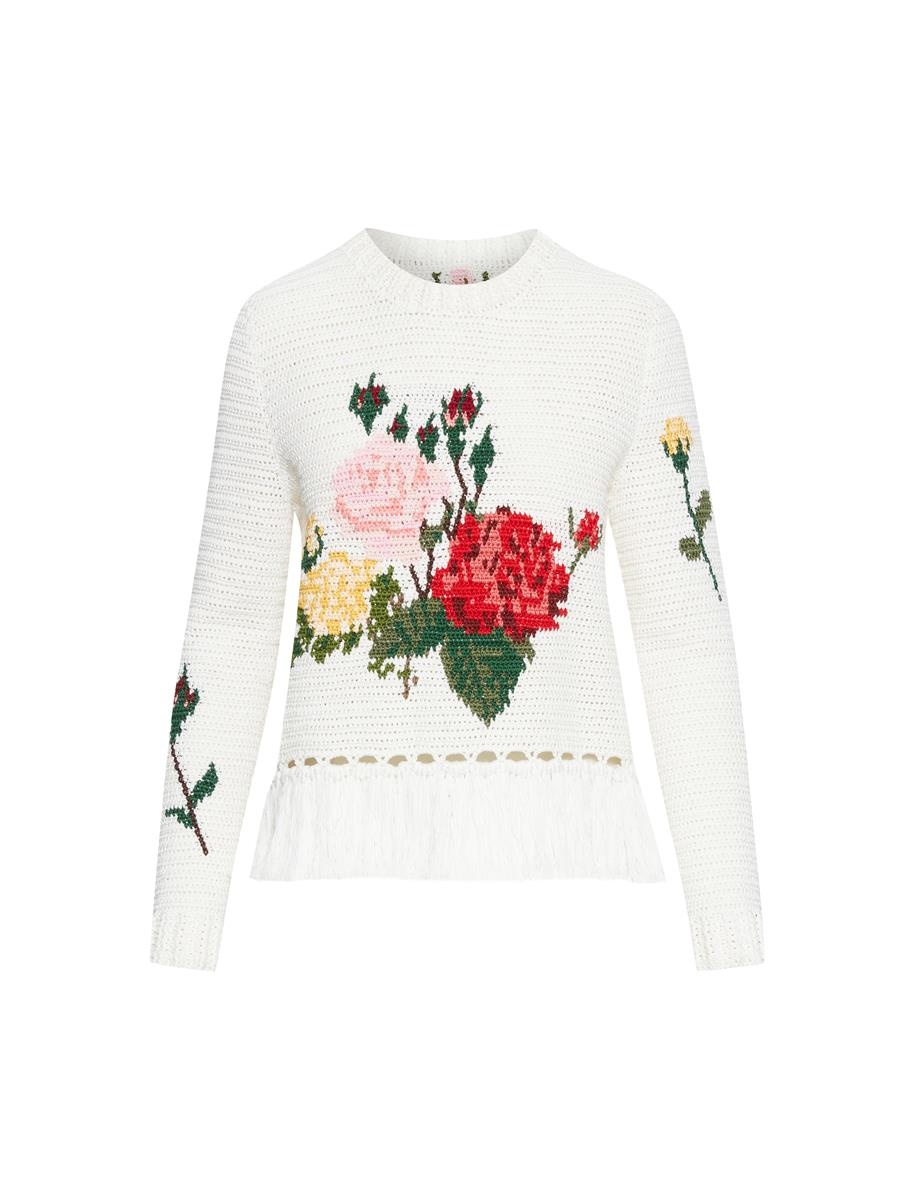 ROSE CROCHET FRINGE DETAIL PULLOVER - 1
