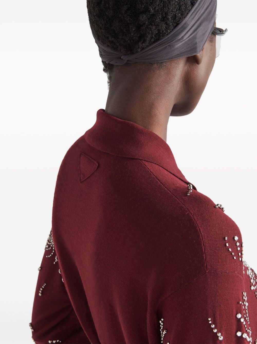 crystal-embellished cashmere polo shirt - 6