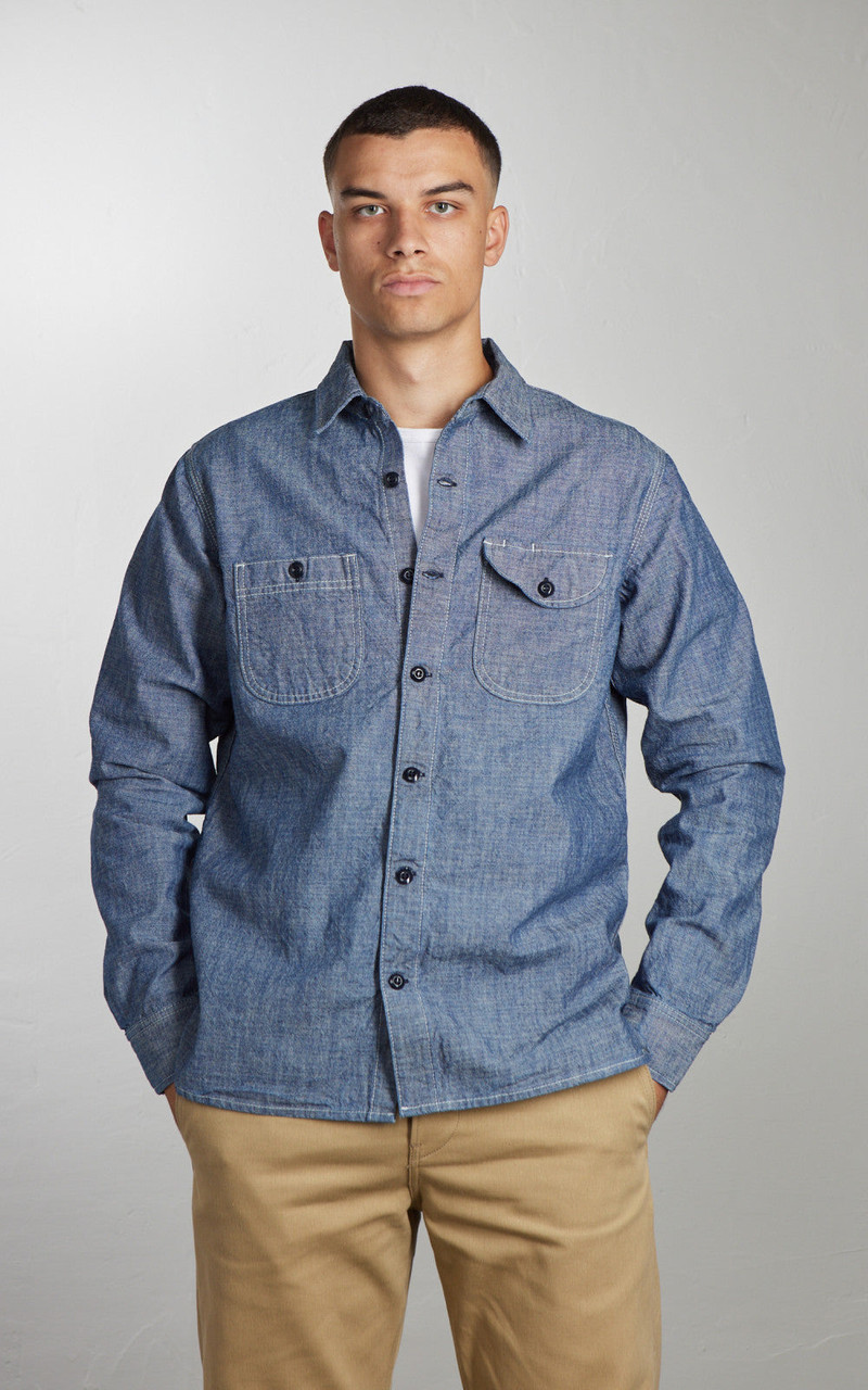 Rogue Territory ROGUE TERRITORY WORK SHIRT RINSED CHAMBRAY INDIGO outlook