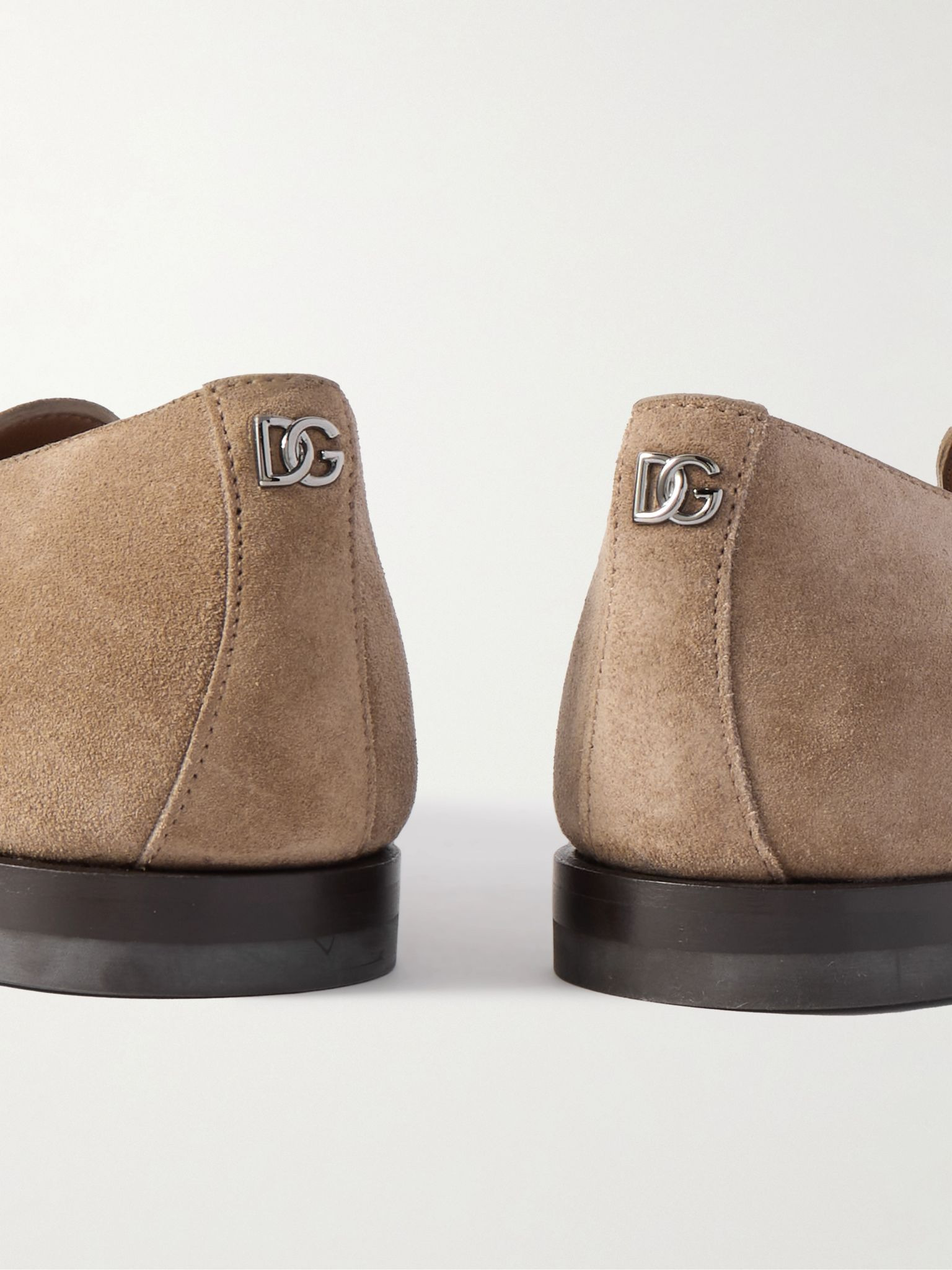 Logo-Embellished Suede Loafers Light brown - 5