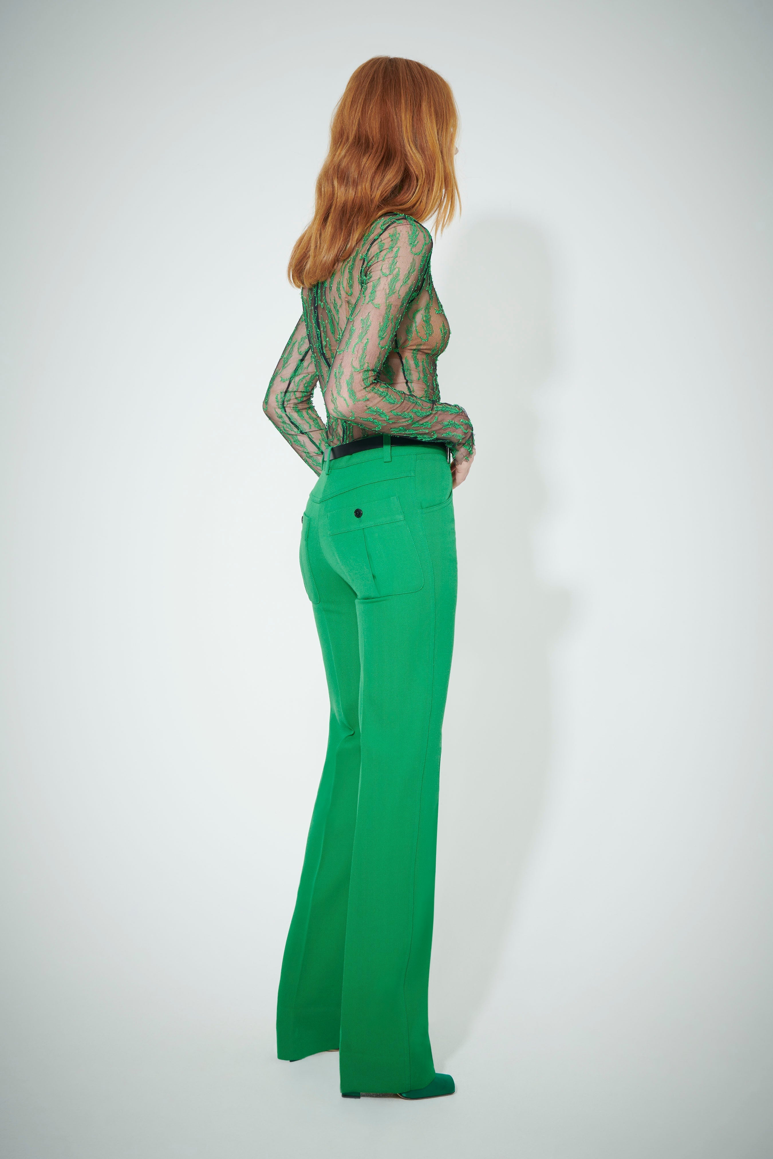 90s Straight Leg Trouser in Bright Green - 4
