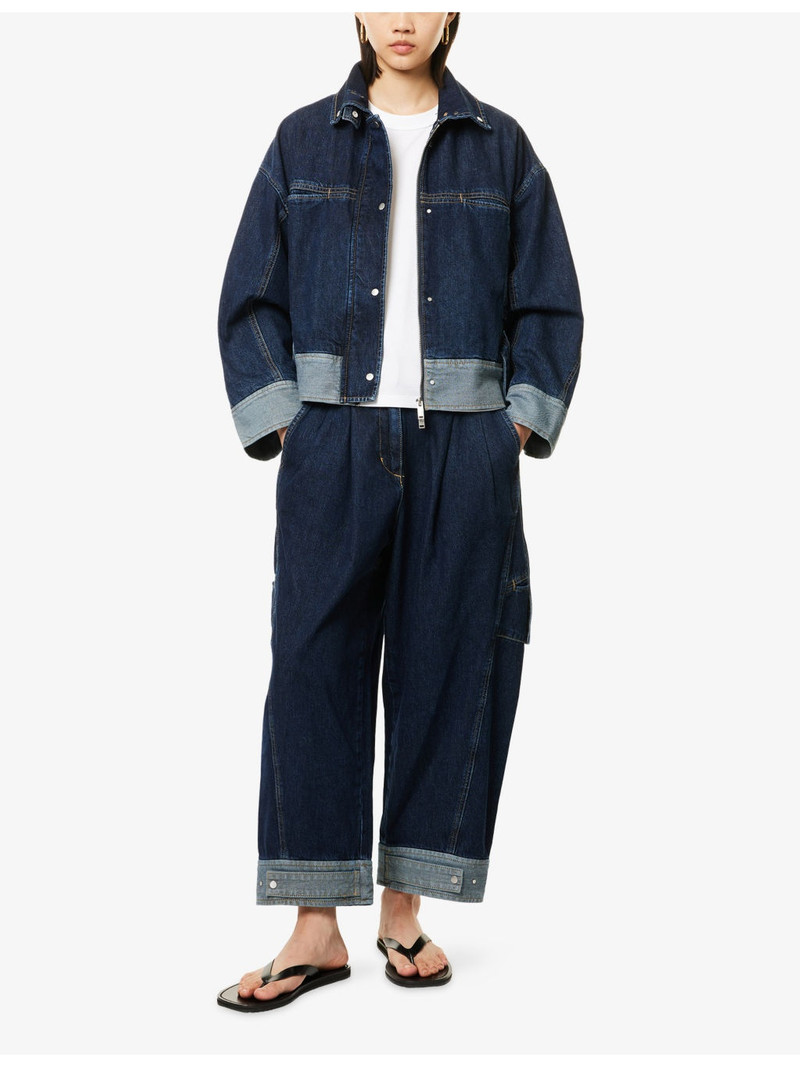 3.1 Phillip Lim Curved Wide-Leg Cropped Denim Trousers outlook