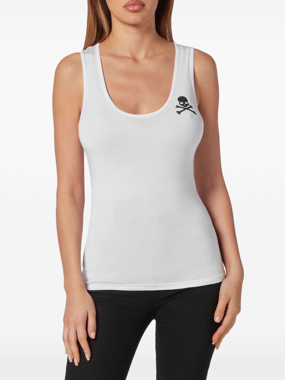 crystal-embellished cotton tank top - 3