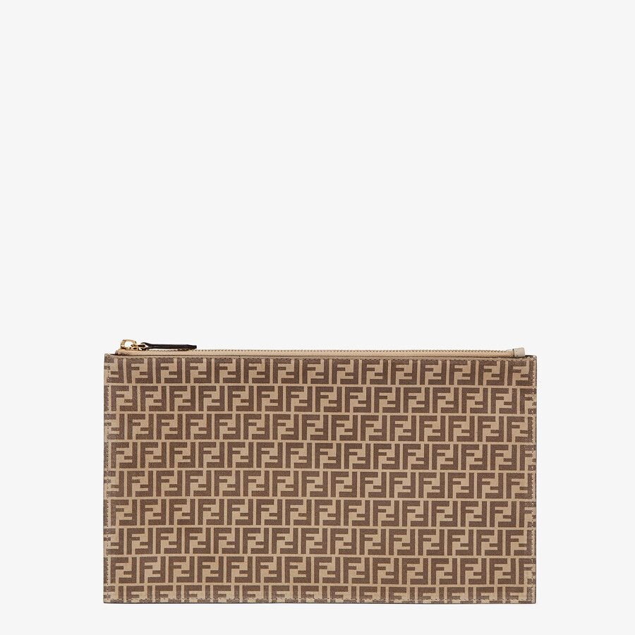 Beige leather pouch - 1