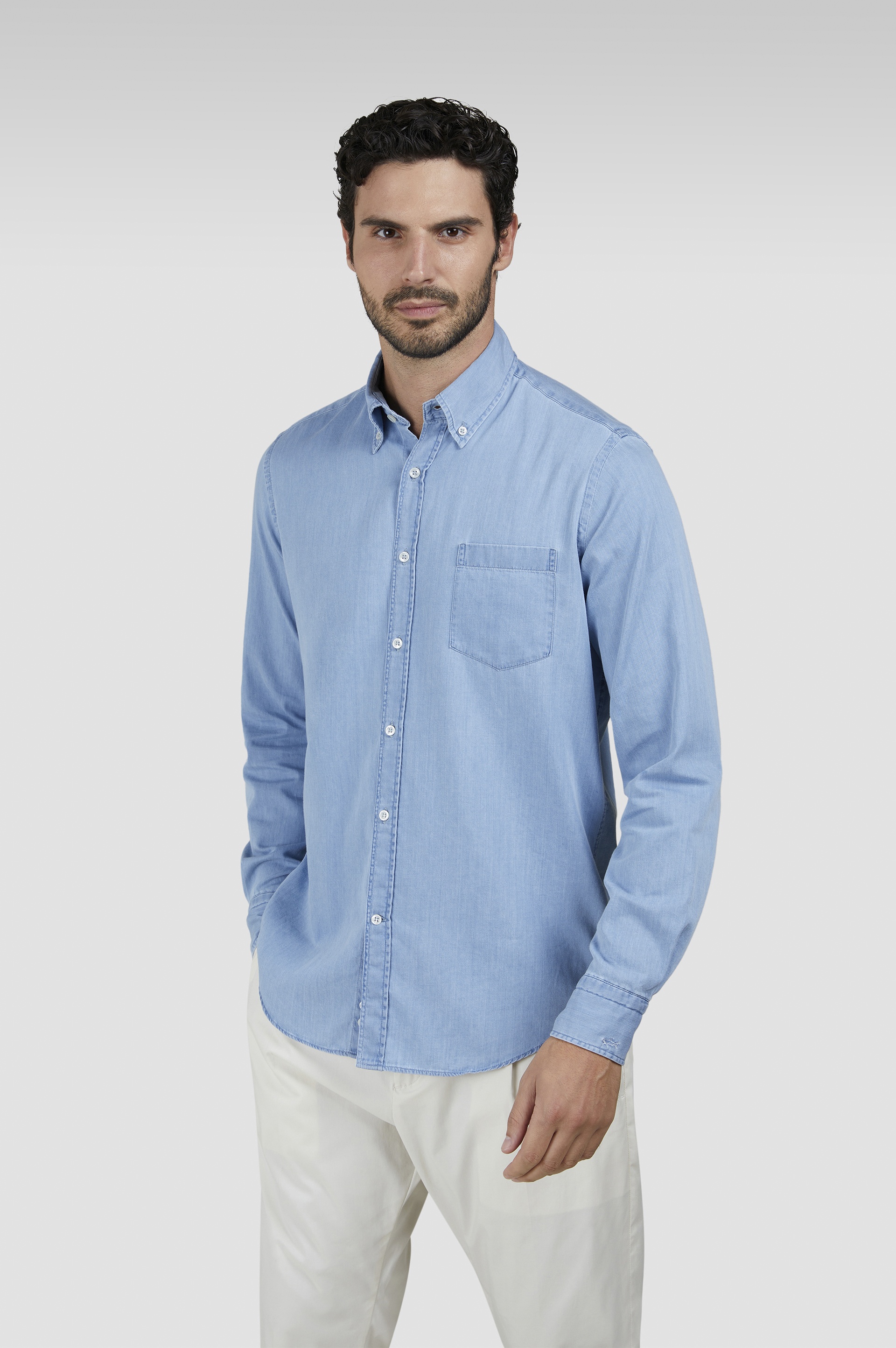 GIZA COTTON X-SOFT LIGHT DENIM SHIRT - 6