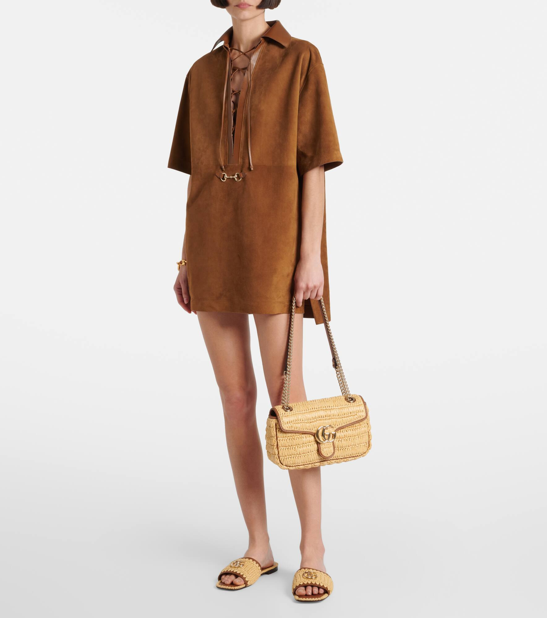 GG Marmont Small raffia shoulder bag - 5