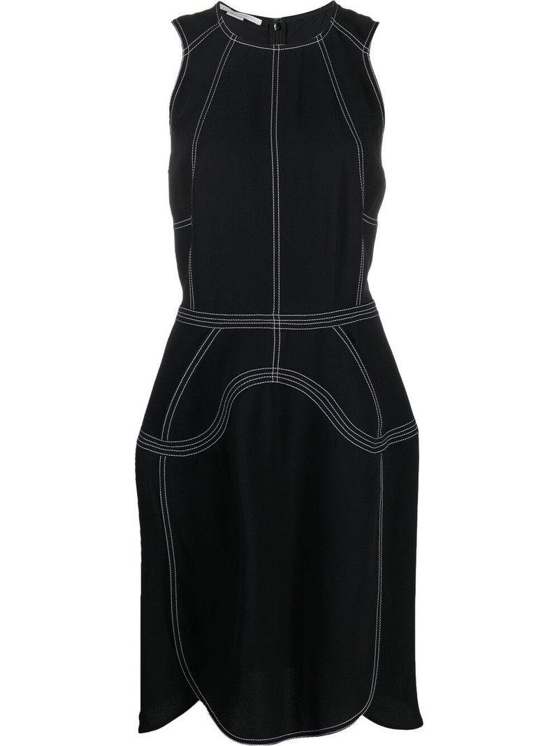 contrast-stitch sleeveless dress 1