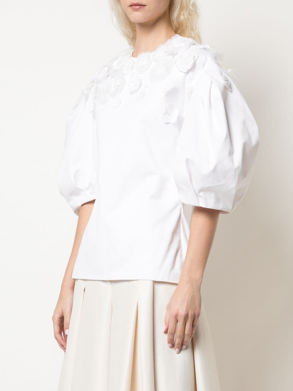 floral appliquÃ©s puff sleeve blouse - 3