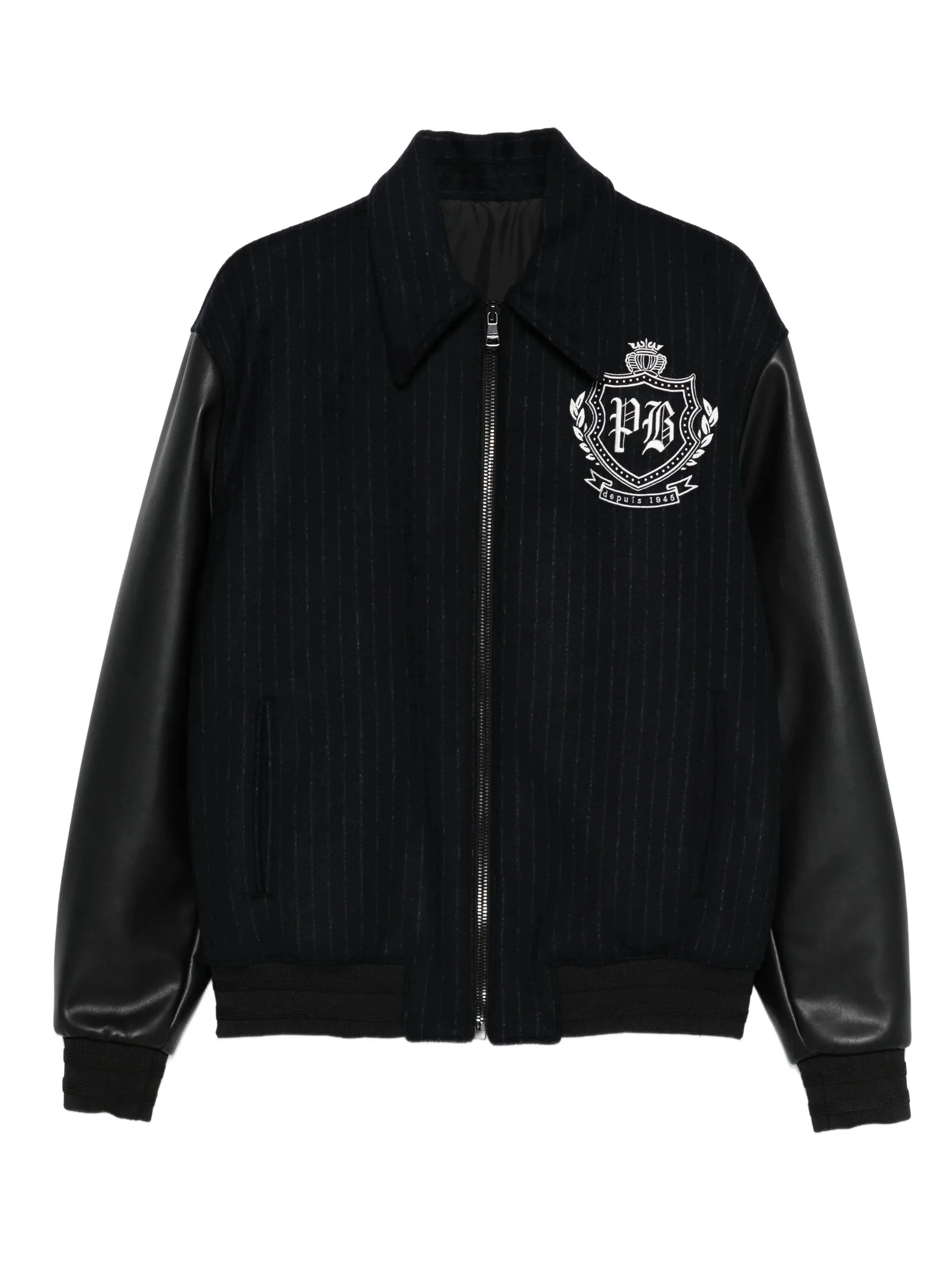 Balmain Pinstripe-print Panelled Bomber Jacket - 1