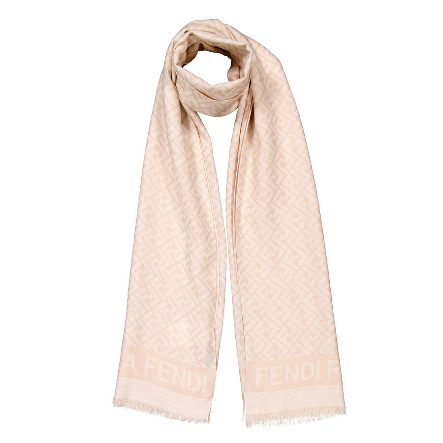 Fendi Jacquard FF Logo Fringed Scarf - 5
