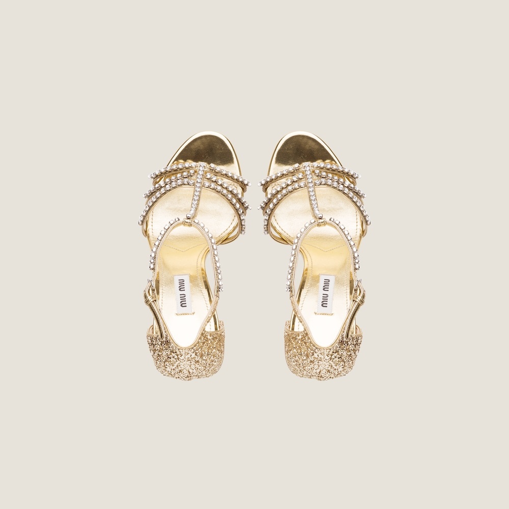 Metallic technical fabric and glitter sandals - 4