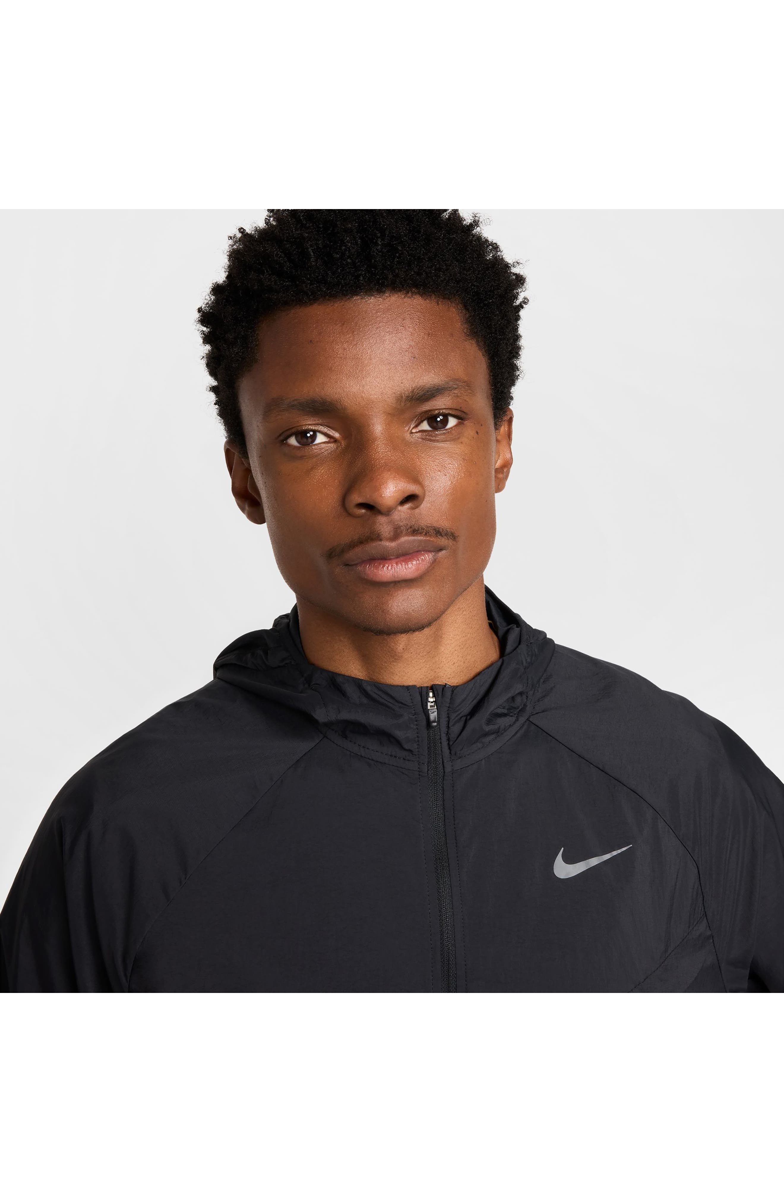 Nike Stride Dri-FIT UV Hooded Running Jacket in 010 Black/refsil at Nordstrom - 4