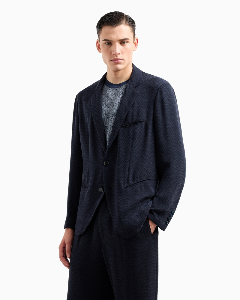 GIORGIO ARMANI SINGLE-BREASTED JACKET IN CHEVRON CUPRO AND VISCOSE outlook