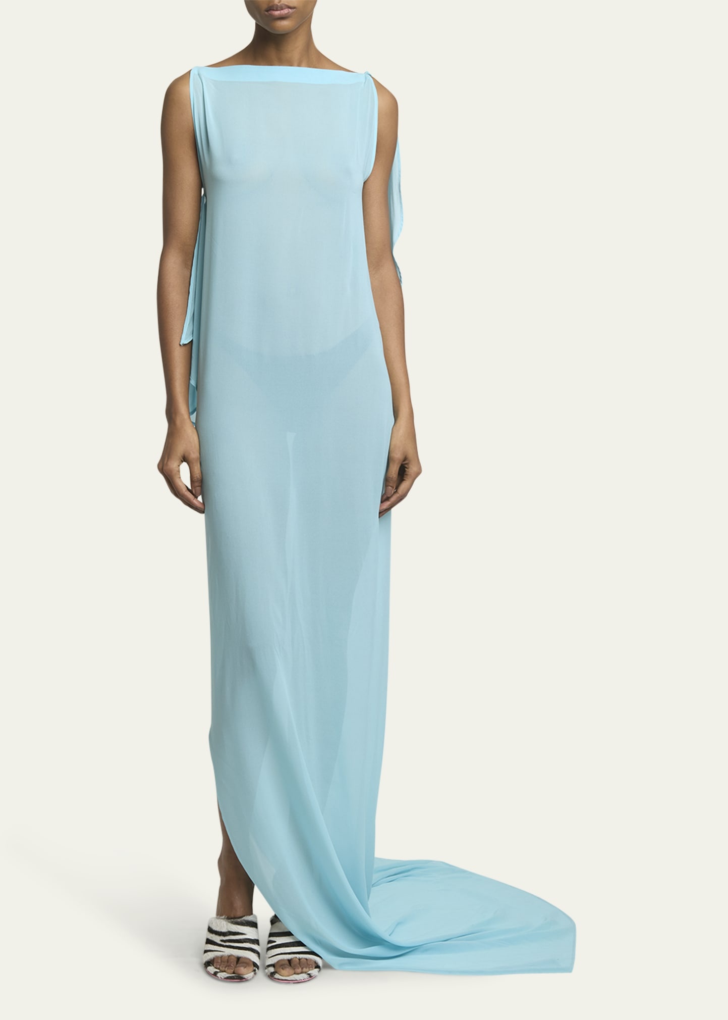 Ameno Long Draped Silk Dress - 2