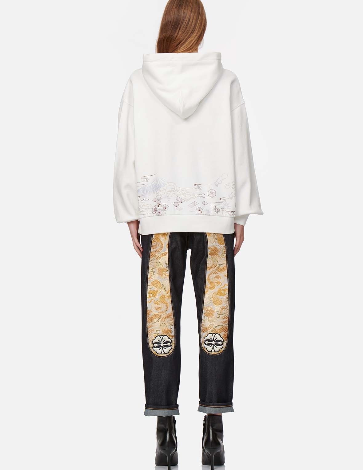 DRAGON BROCADE DAICOCK INSERT BOYFRIEND JEANS - 5