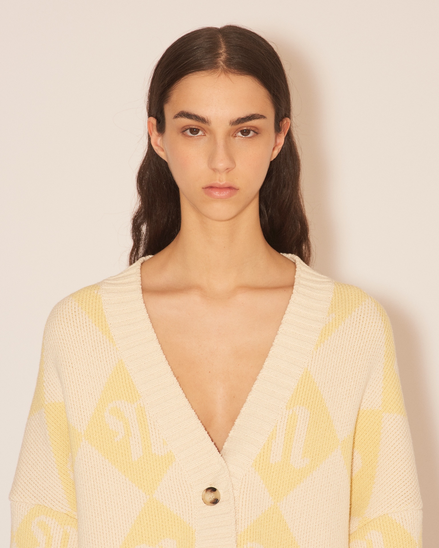NISA - Oversized V-neck carding - Creme/Yellow - 6
