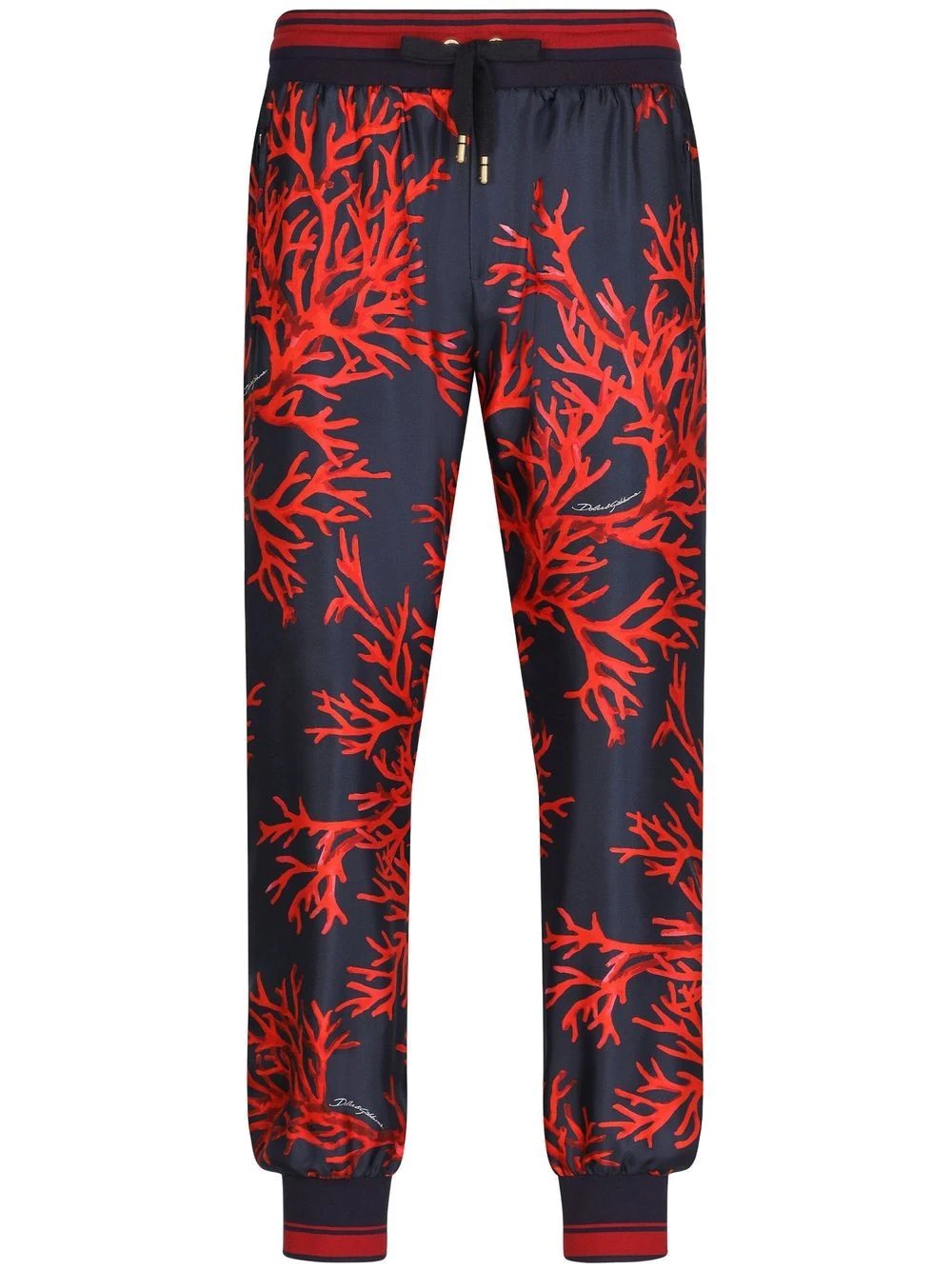 Coral-print silk trousers - 1