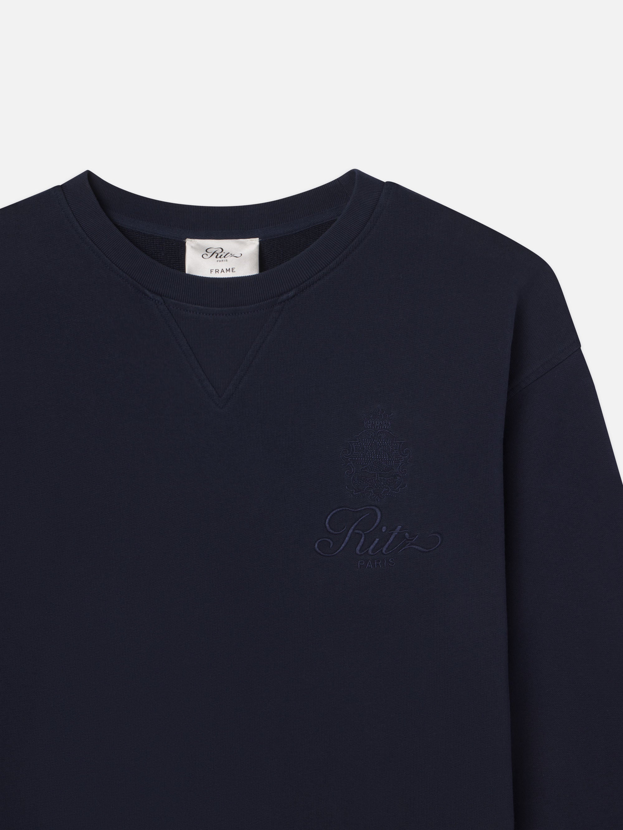 Ritz Unisex Tonal Logo Crewneck in Dark Navy - 3