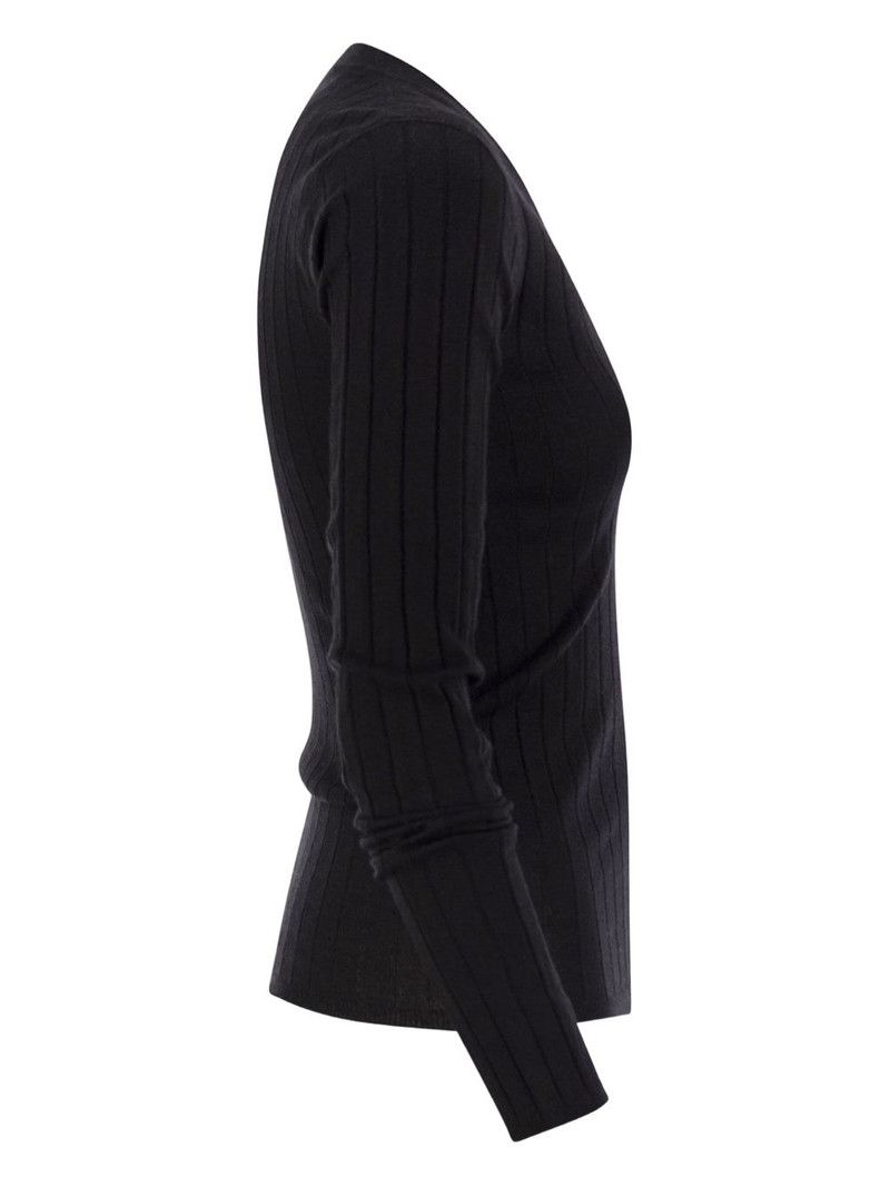 Brunello Cucinelli ribbed V-neck sweater outlook