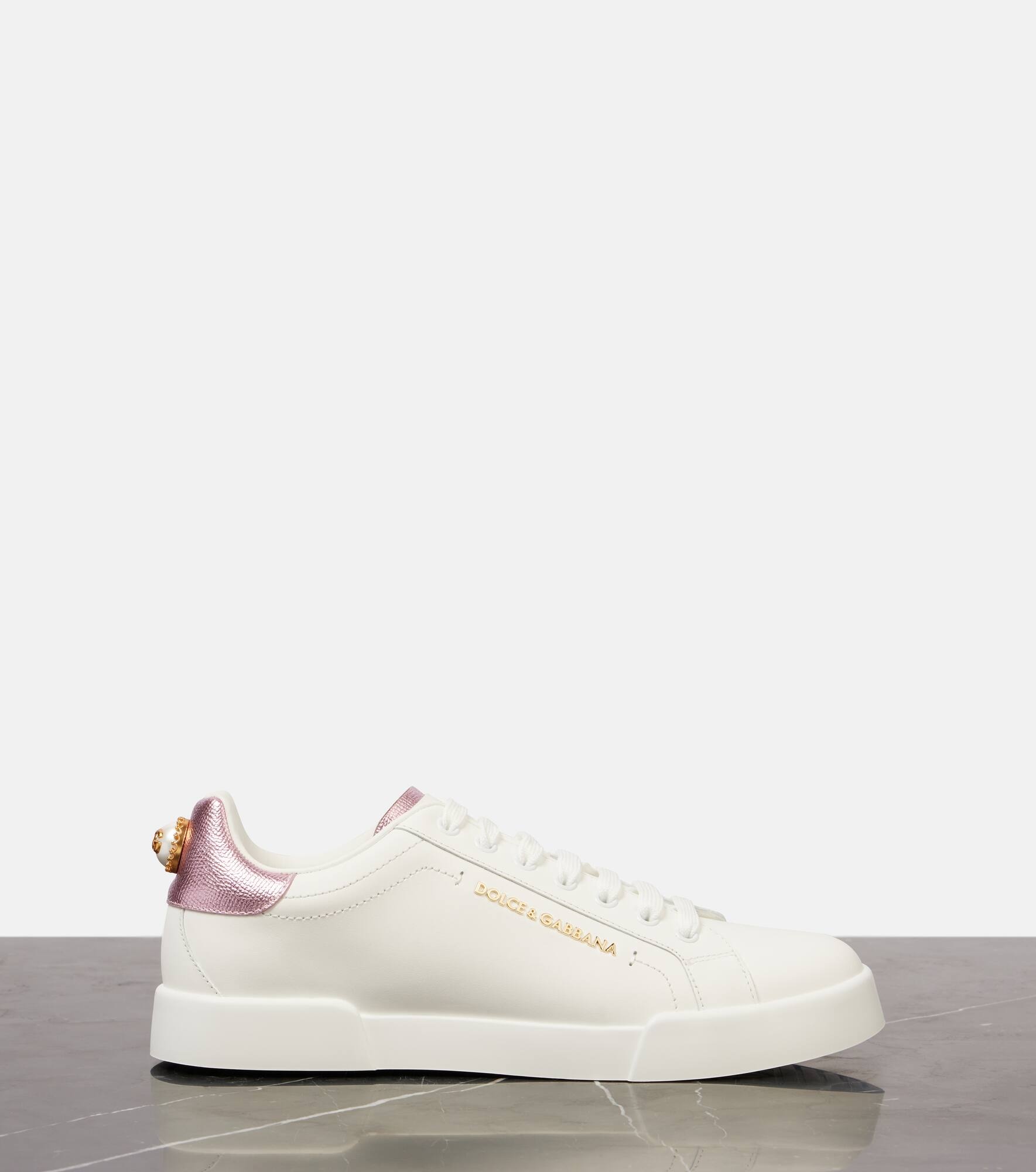 Portofino embellished leather sneakers - 4