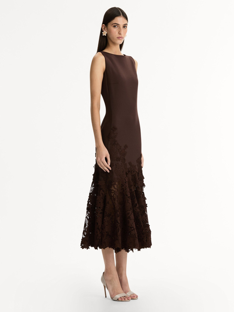 PORCELAIN FLOWER GUIPURE TRUMPET DRESS 4