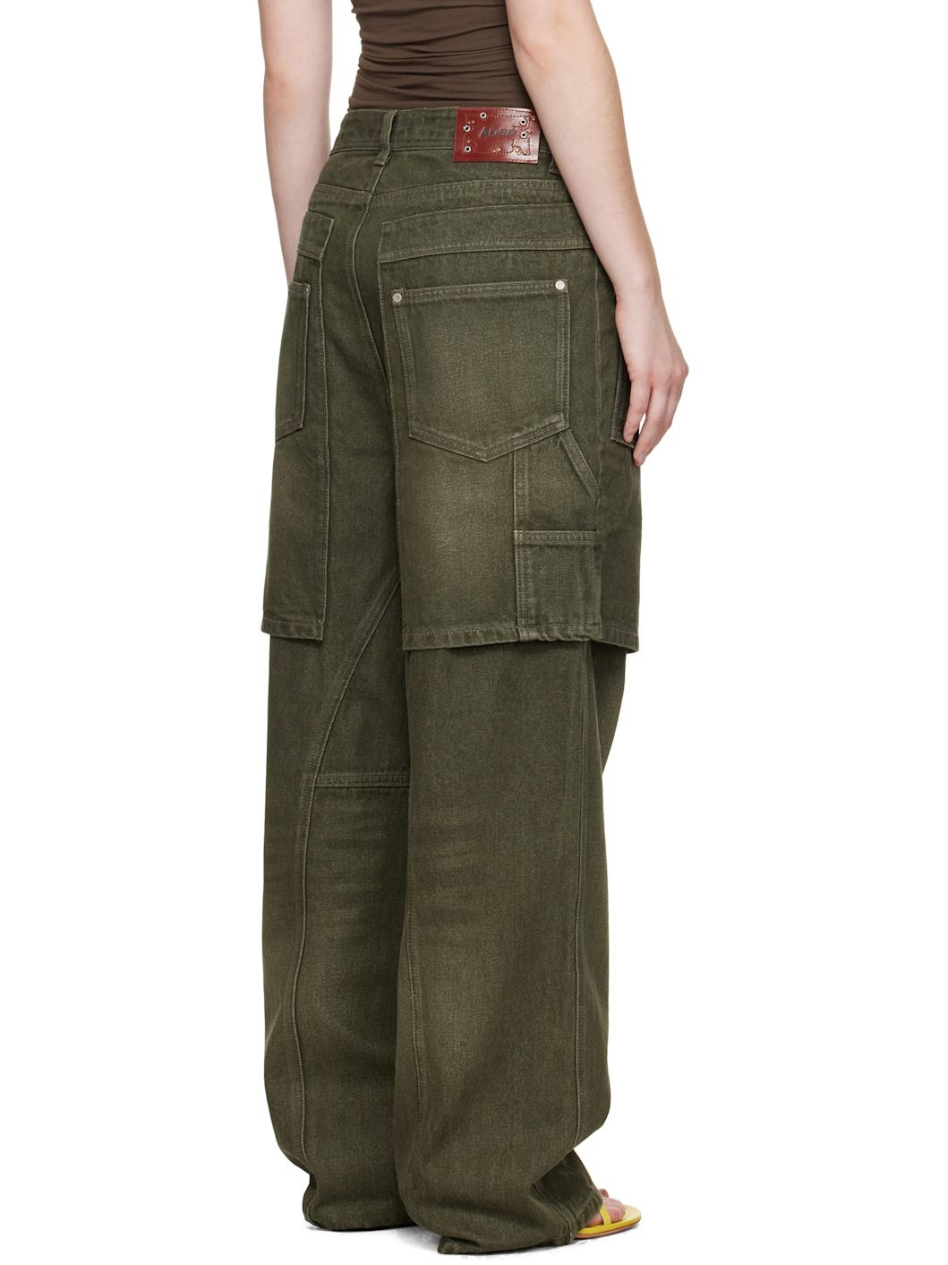 Green Raptor Layered Wide-Leg Jeans - 3