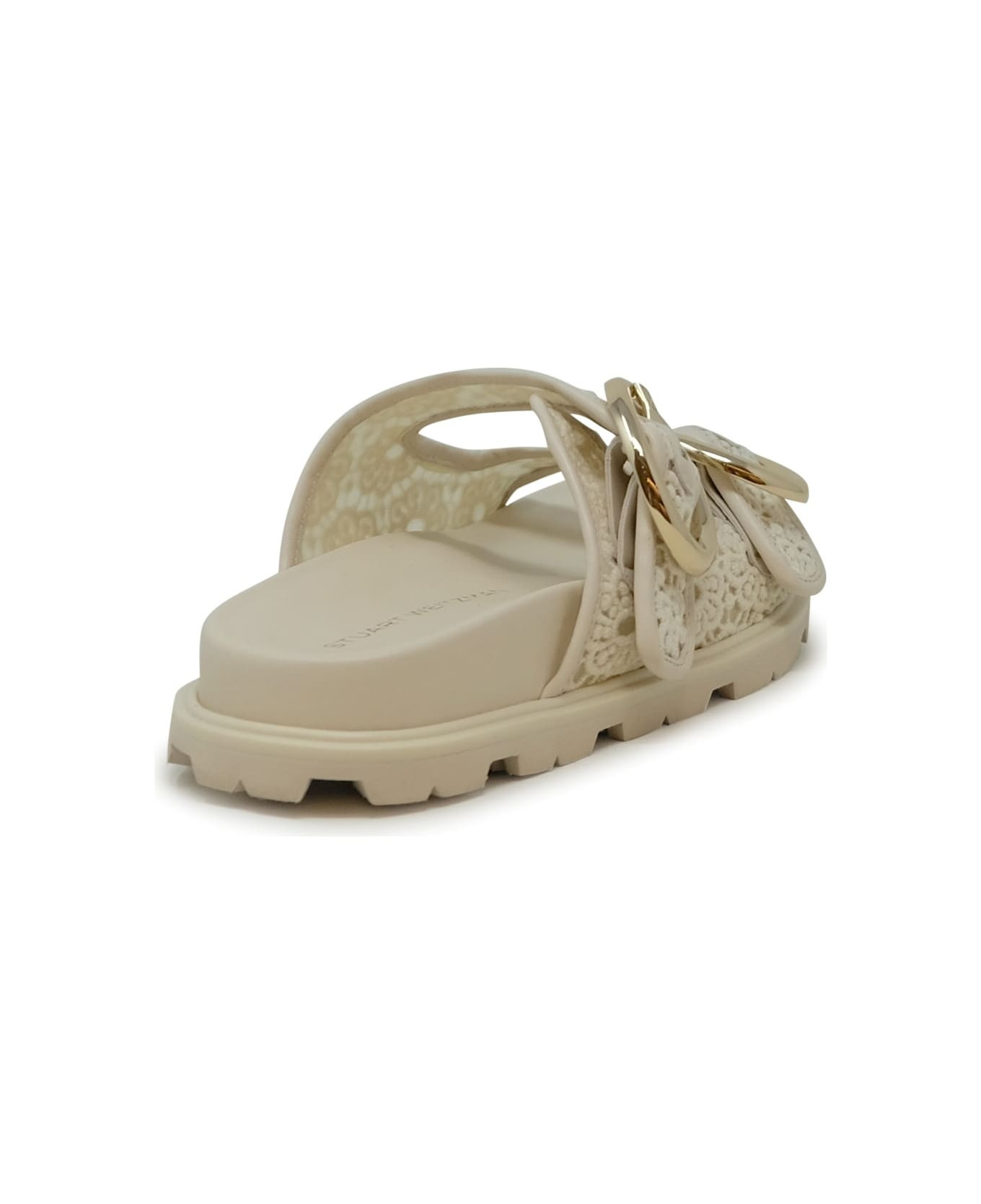 Stuart Weitzman Sk758 Ivory Lace Benni Sport Slide Sandals - 3