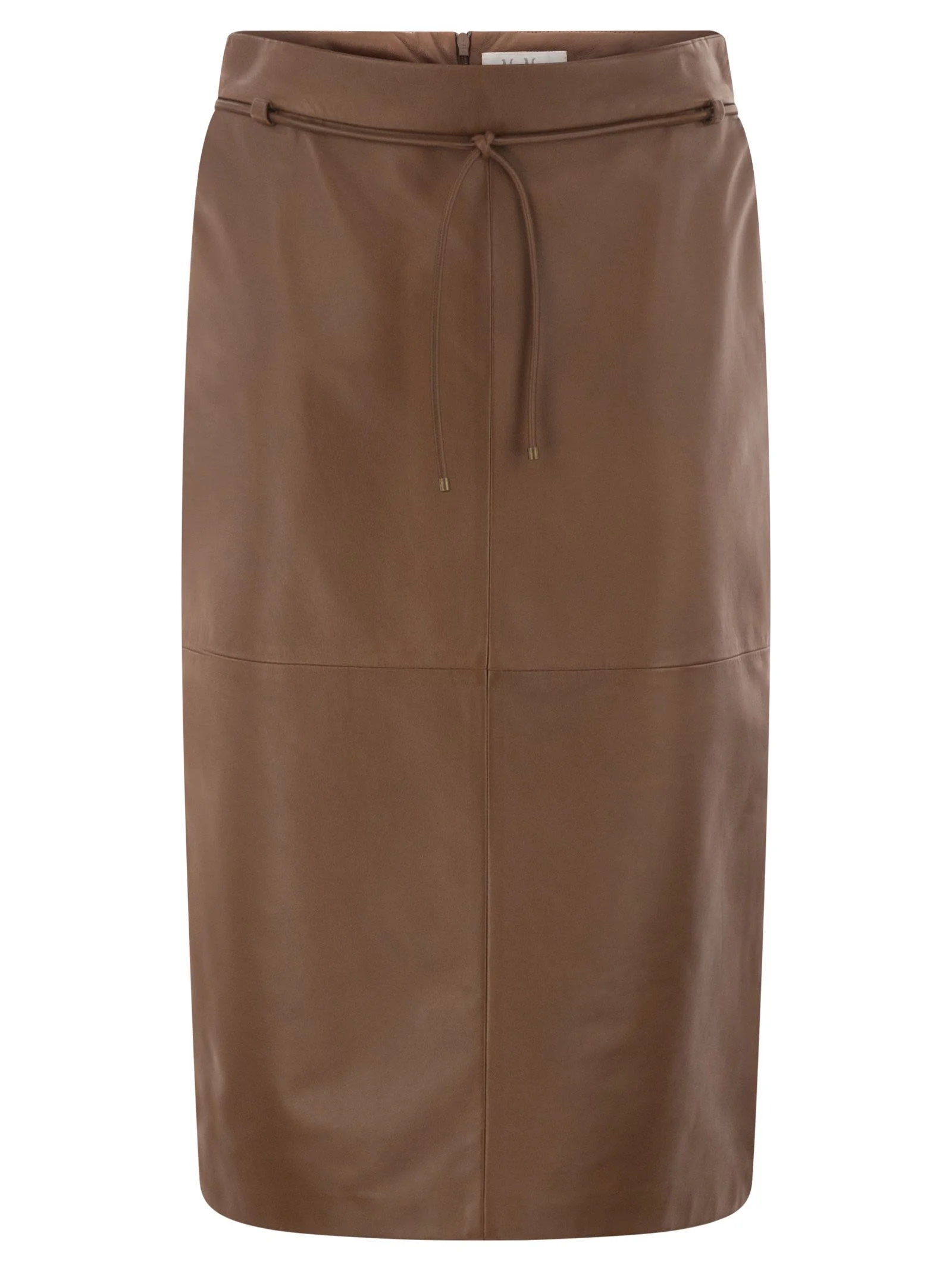 Max Mara Women Mxmfantino - Lamb Leather Midi Skirt With Leather Belt - 1