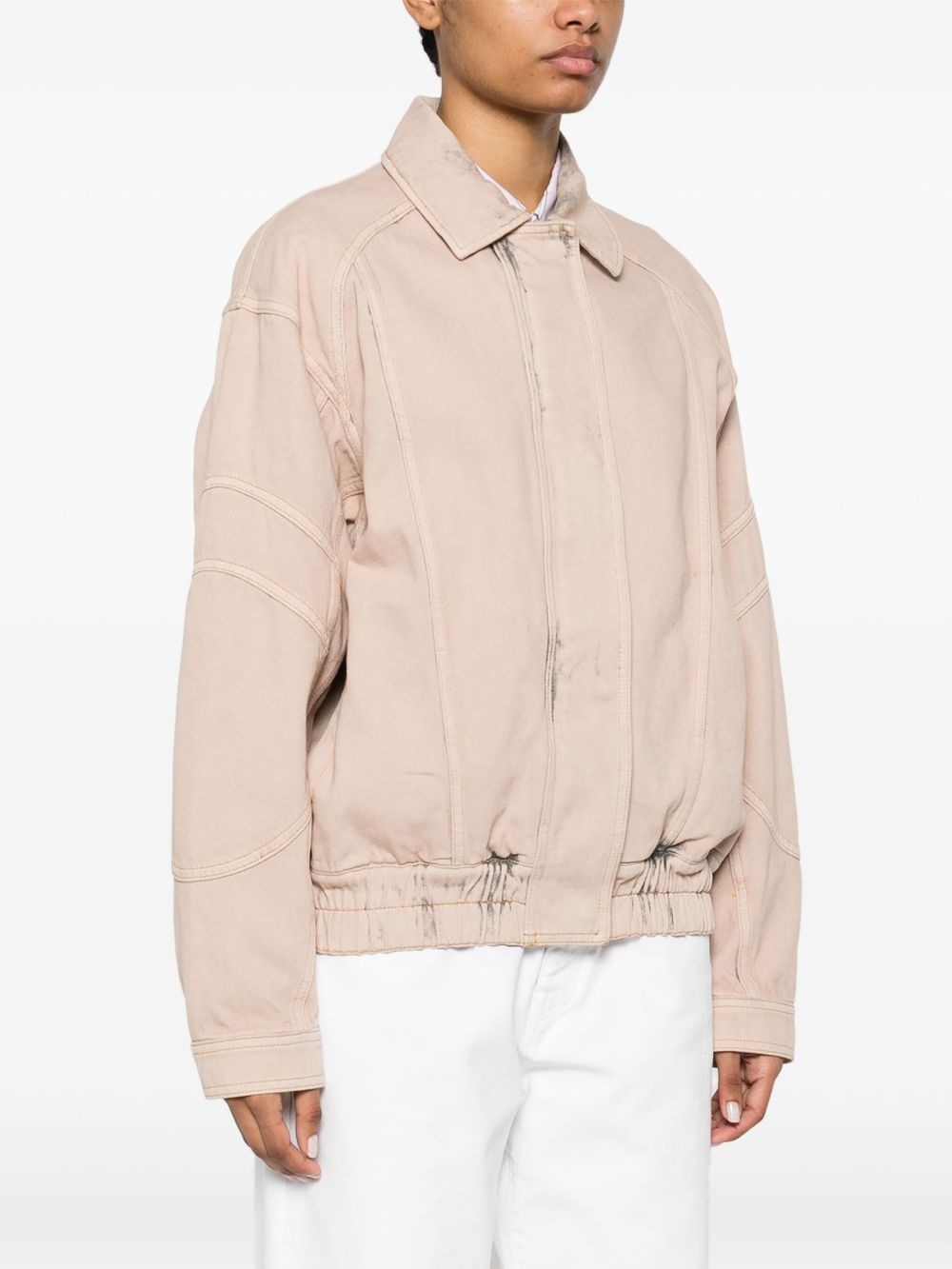 dyed denim bomber jacket - 3