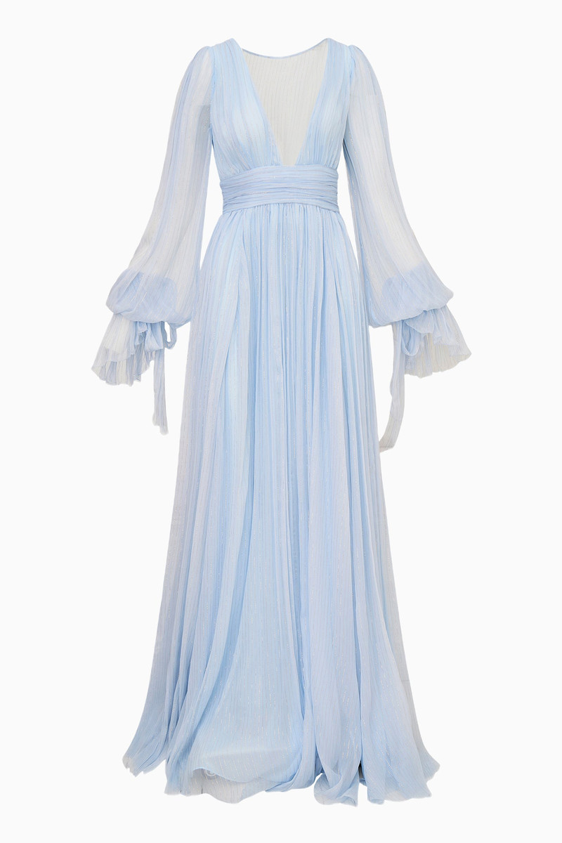 Galatea Metallic Silk Chiffon Maxi Dress 1