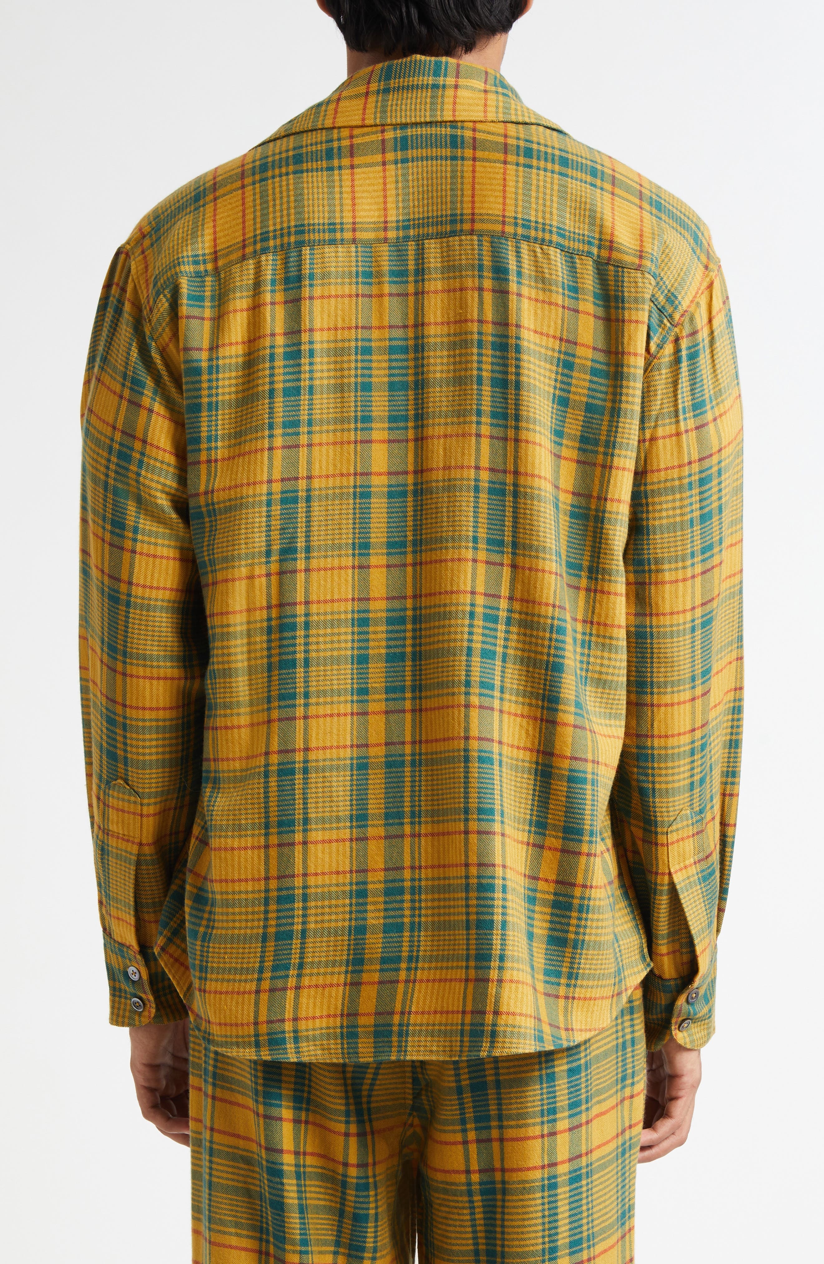 The Elder Statesman Plaid Pashmina Big Cashmere & Wool Button-Up Shirt in Sunshine Plaid at Nordstro - 2